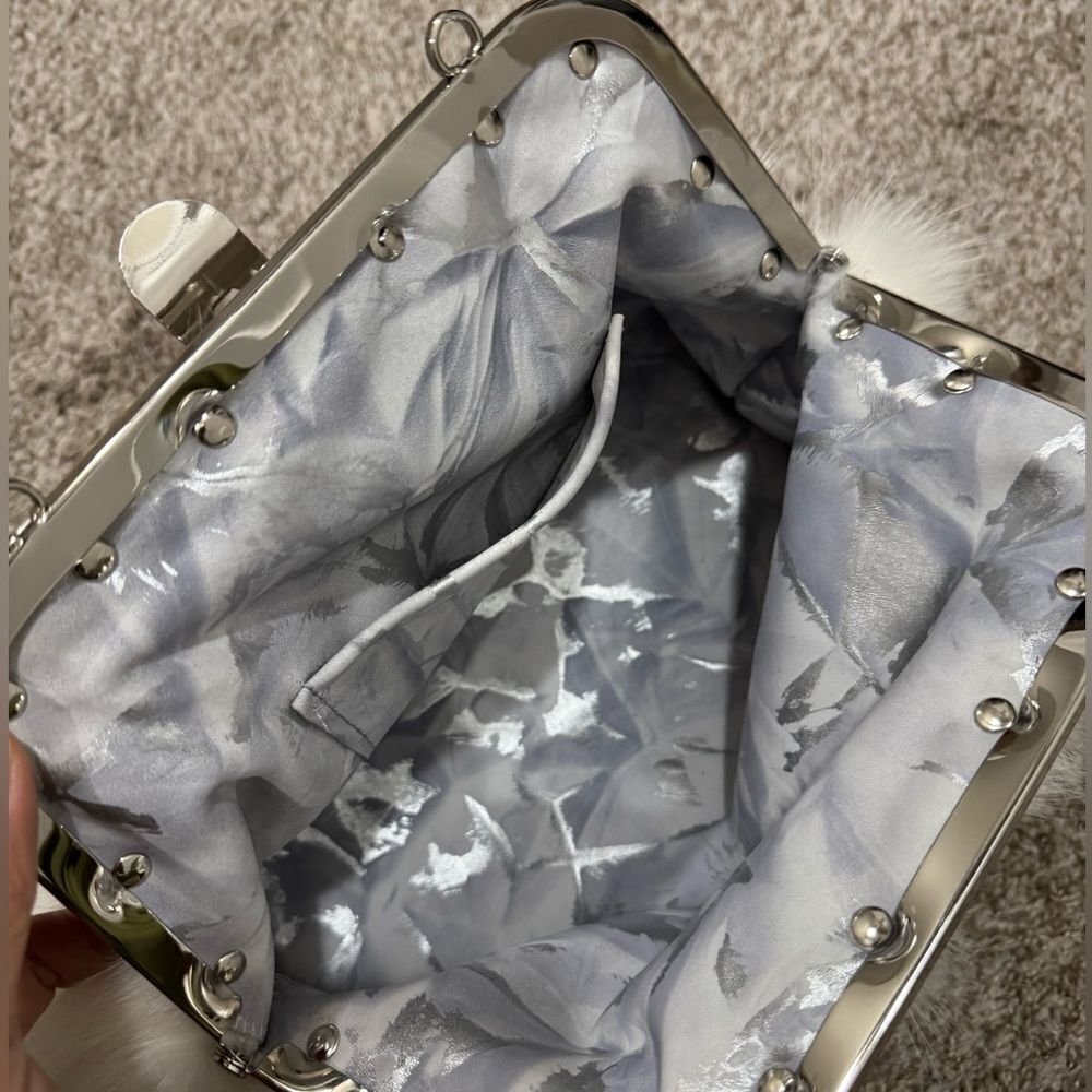 Unique Real Fox Fur Handmade Rivet Metal Frame Push Lock Shoulder Bag/Crossbody - Picture 16 of 16
